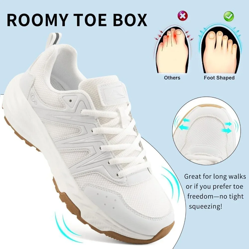 Women's Sneakers Walking Shoes Slip on Cushion Tennis Shoe Workout Gym White